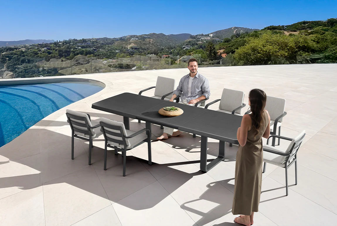 So Chic 7 Pce Extension Dining Table Set - Ebony