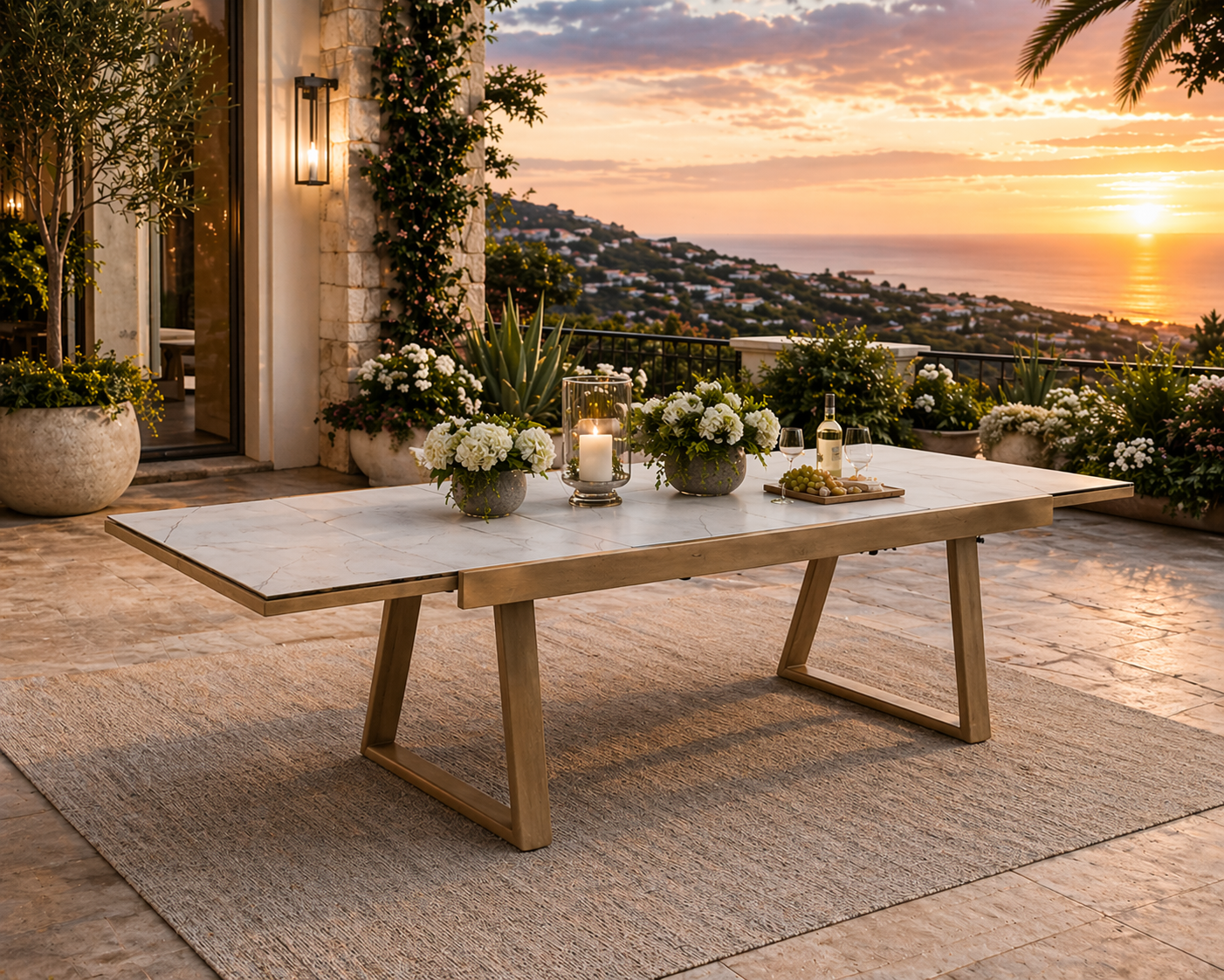 Together Extension Dining Table - Weathered Teak Finish