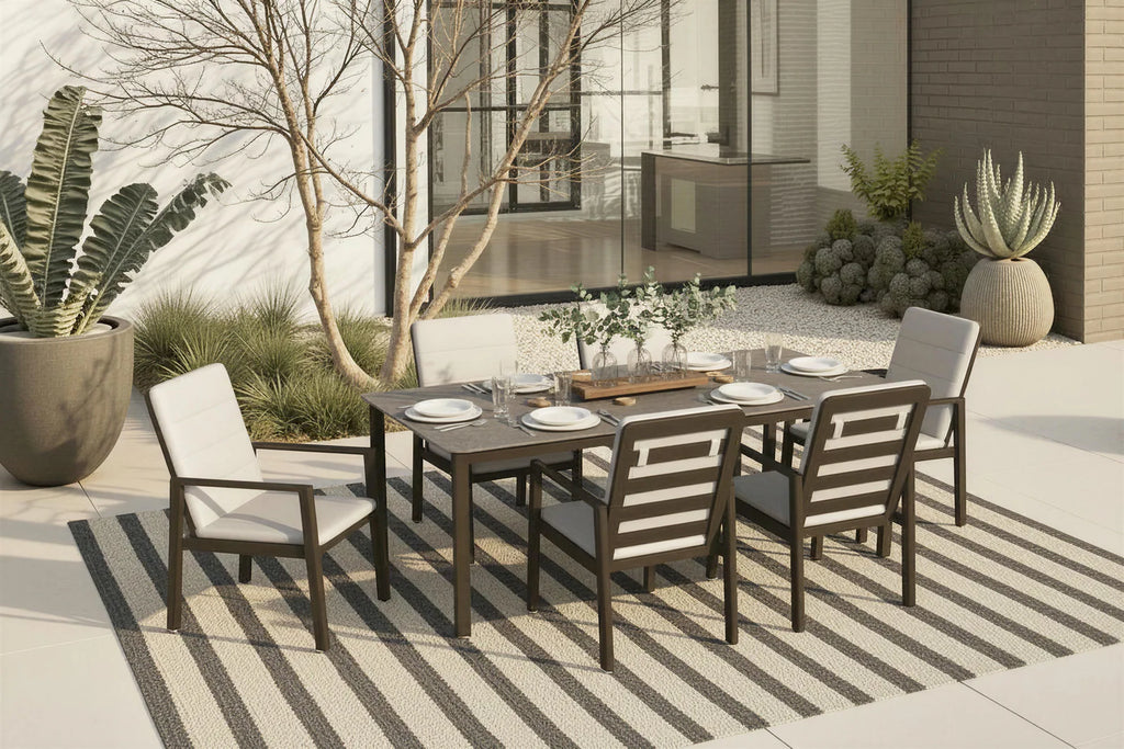 Venetia 7 Pce Table Set - SAVE 35% - Outdoor Aluminum - - Greathouse