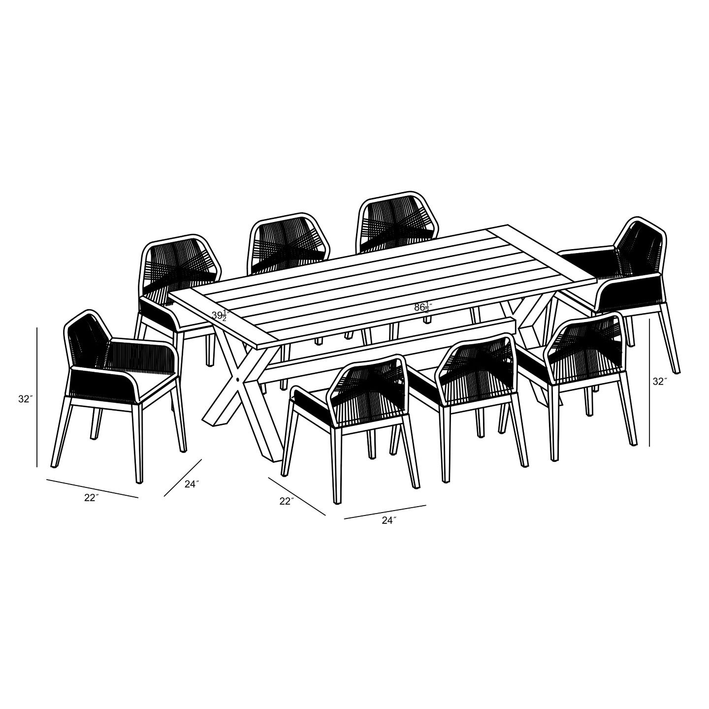 Carl 9 Pce Dining Set