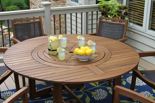 La Jolla 63″ Round Dining Table w/Lazy Susan - Outdoor - - Greathouse