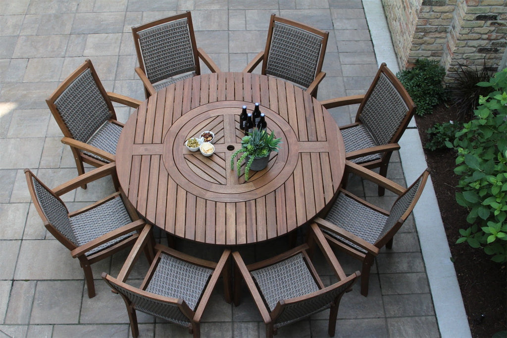 La Jolla  63″ Round Dining Table w/Lazy Susan