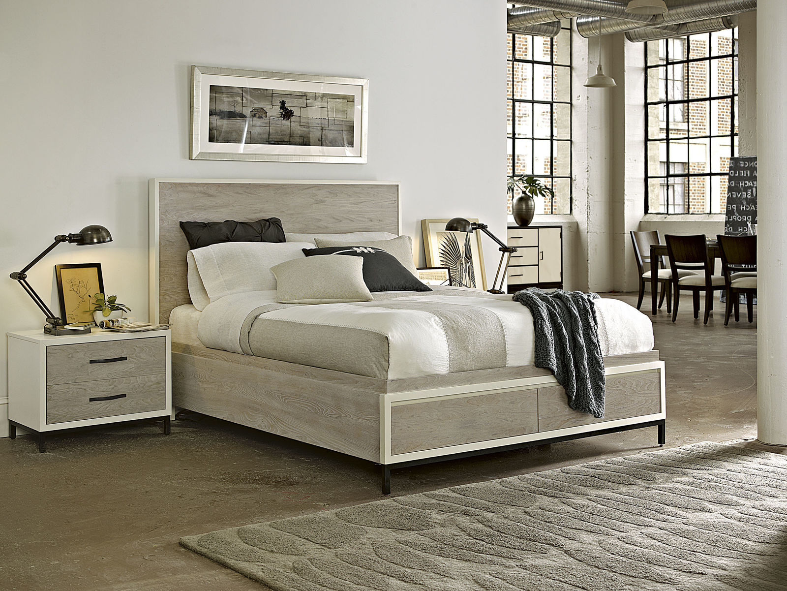SPENCER KING STORAGE BED in Parchment Finish