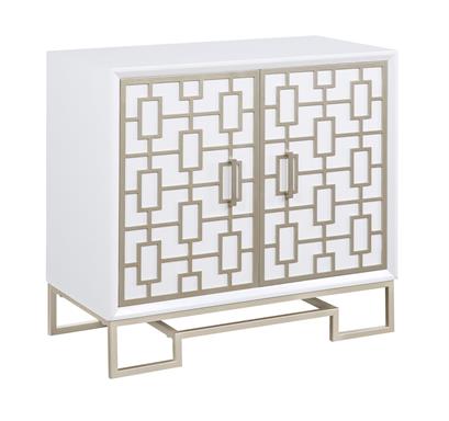 White & Champagne 2 Drawer Cabinet