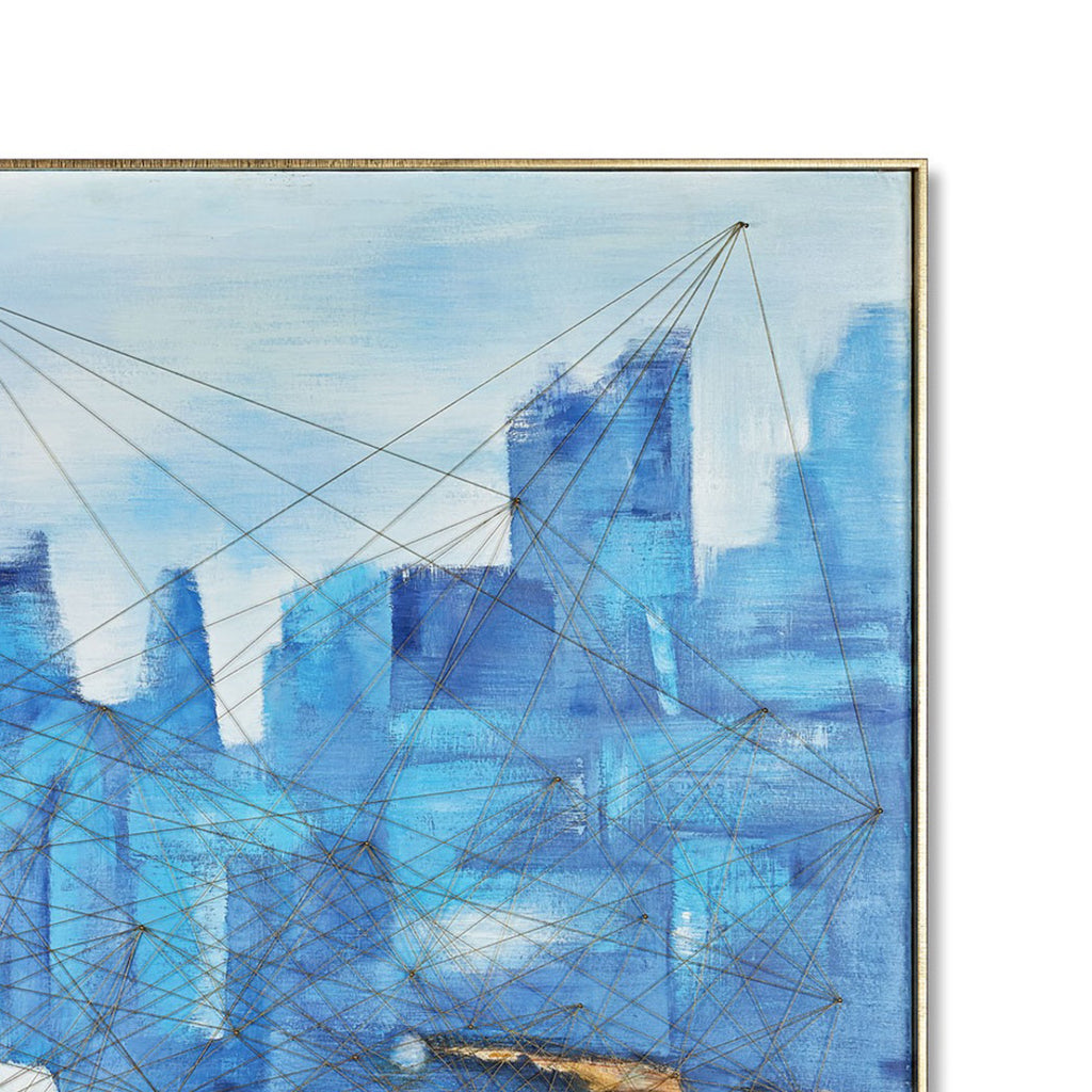 Future City Hand-Painted Canvas Artwork Oil Painting 48 x 48 - Framed - Art - - Greathouse