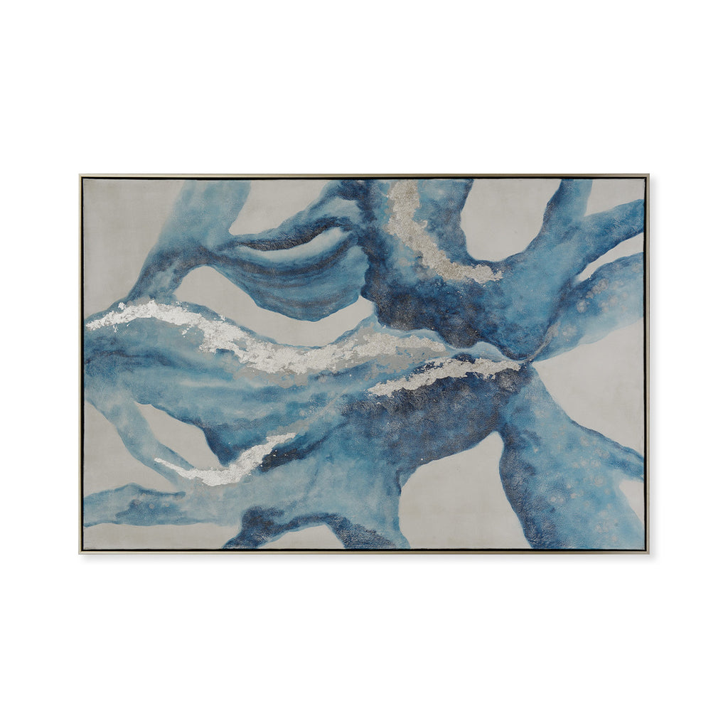 Blue Forest Hand-Painted Canvas Artwork Oil Painting 40 x 60 - Framed - Art - - Greathouse