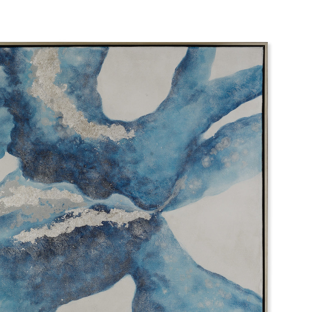 Blue Forest Hand-Painted Canvas Artwork Oil Painting 40 x 60 - Framed - Art - - Greathouse