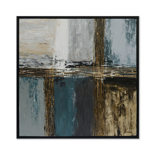 Gold City Hand-Painted Canvas Artwork Oil Painting 50 x 50 - Framed - Art - - Greathouse