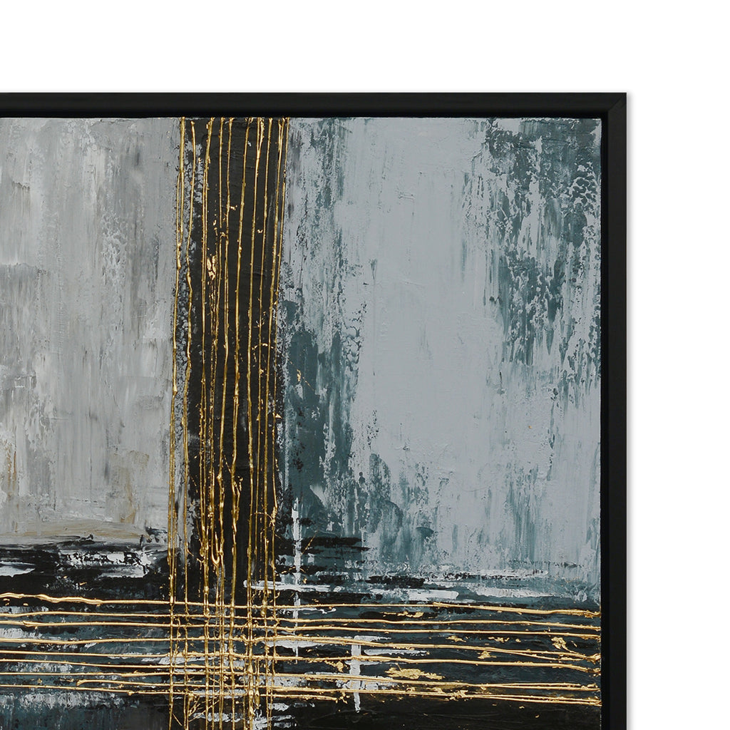 Gold City Hand-Painted Canvas Artwork Oil Painting 50 x 50 - Framed - Art - - Greathouse