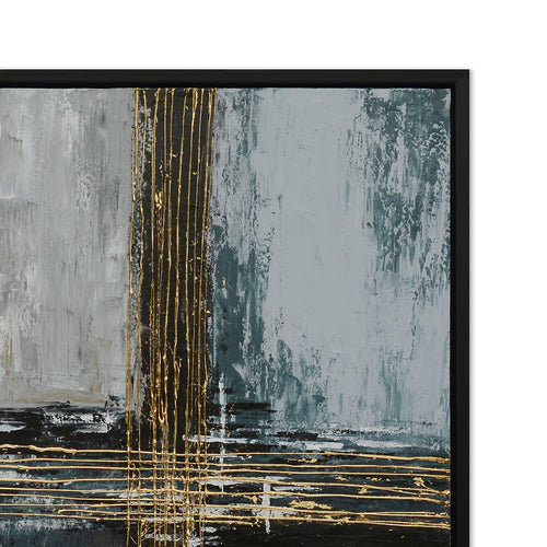 Gold City Hand-Painted Canvas Artwork Oil Painting 50 x 50 - Framed - Art - - Greathouse