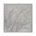 Silver Leaves Hand-Painted Canvas Artwork Oil Painting 50 x 50 - Framed - Art - - Greathouse