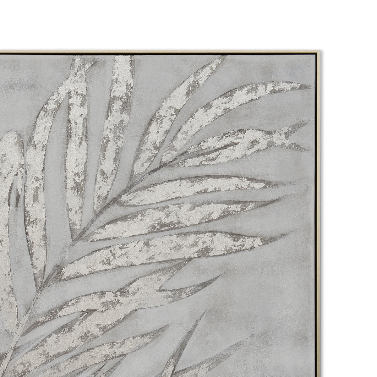 Silver Leaves Hand-Painted Canvas Artwork Oil Painting 40 x 40 - Framed