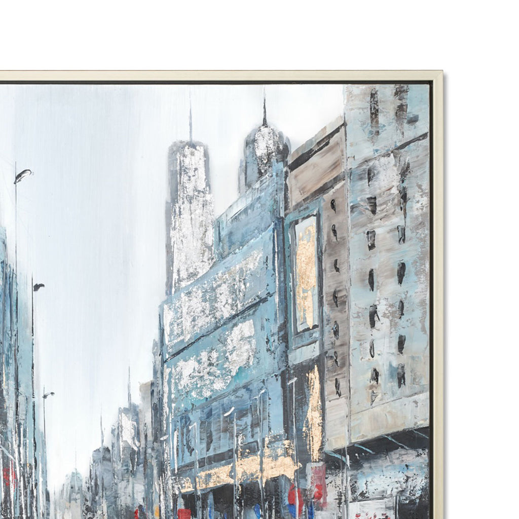 Modern City Hand-Painted Canvas Artwork Oil Painting 50 x 50 - Framed - Art - - Greathouse