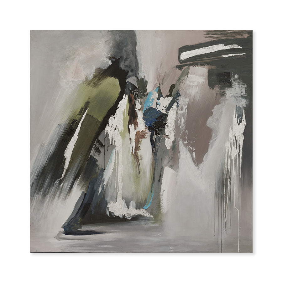 Abstract Afternoon Hand-Painted Canvas Artwork Oil Painting 50 x 50 - Framed