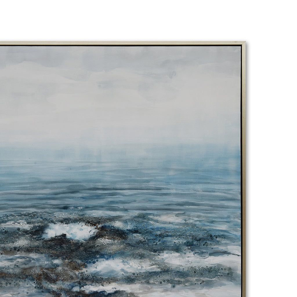 Nordic Waves Hand-Painted Canvas Artwork Oil Painting 48 x 48 - Framed - Art - - Greathouse