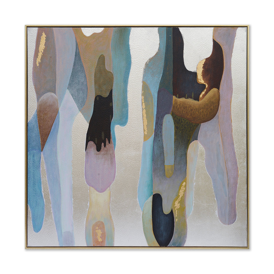 Contemporary Color Hand-Painted Canvas Artwork Oil Painting 48 x 48 - Framed