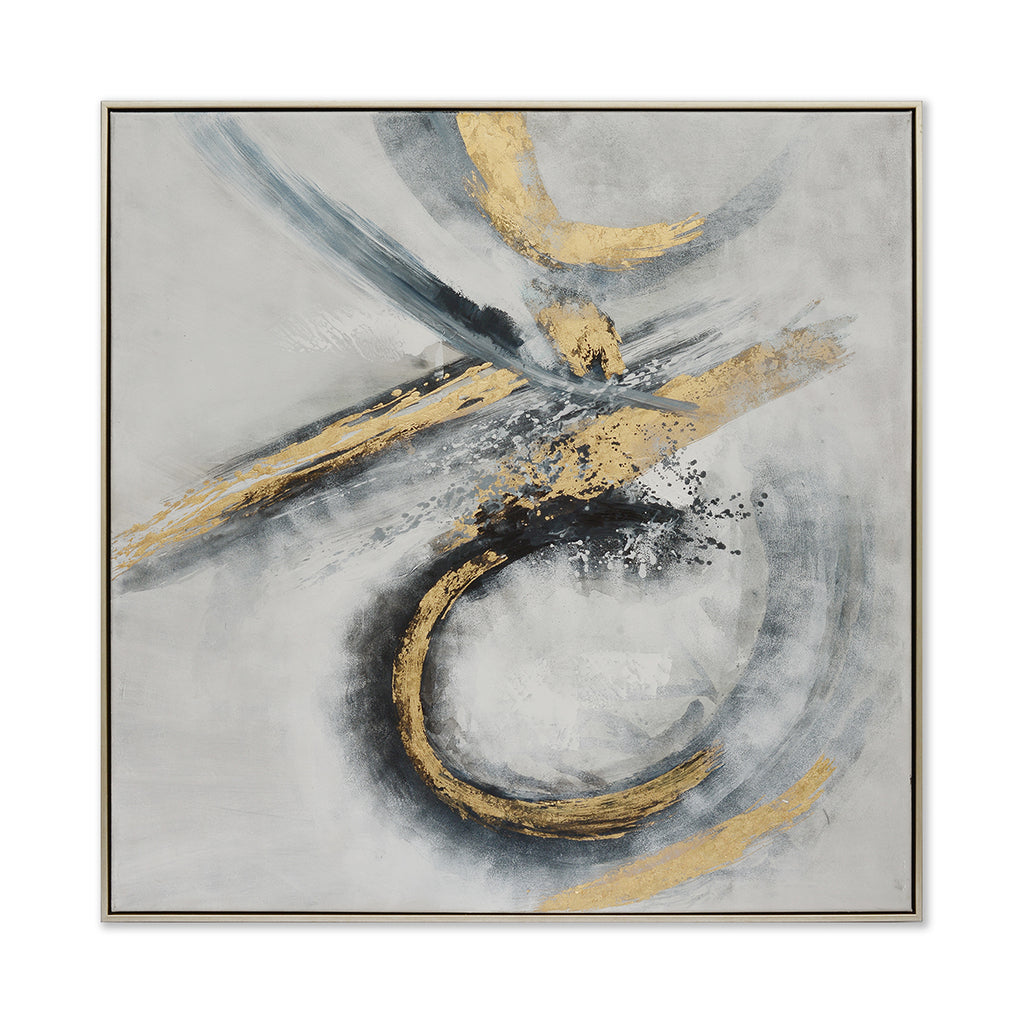 Olympic Gold Hand-Painted Canvas Artwork Oil Painting 50 x 50 - Framed - Art - - Greathouse