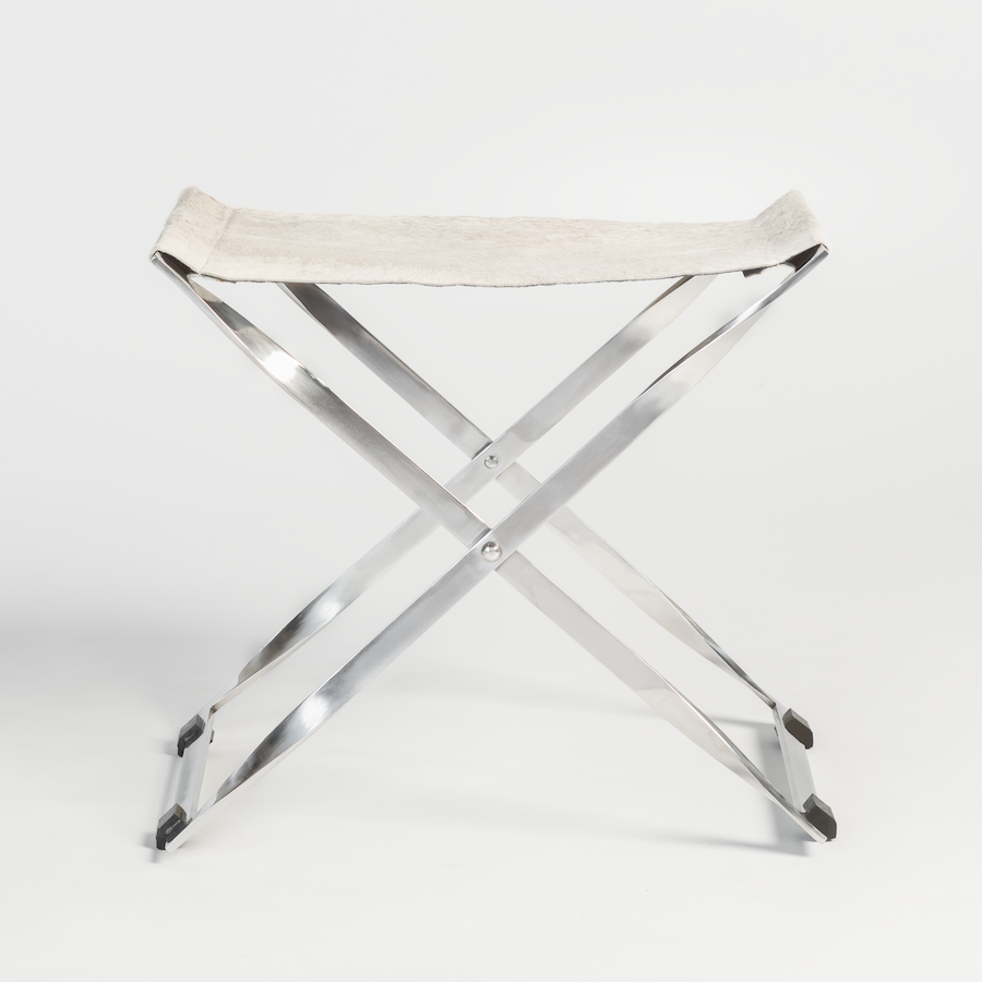 Harper Chrome Scissor Ottoman - ottomans - - Greathouse