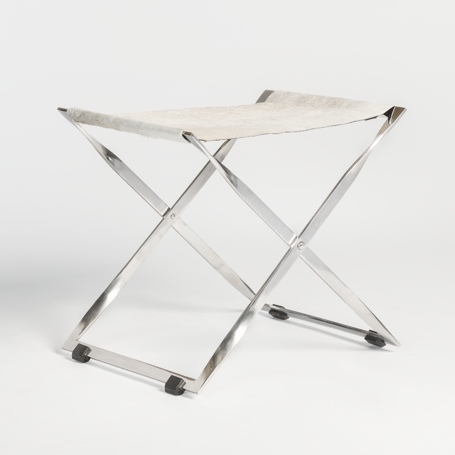 Harper Chrome Scissor Ottoman - ottomans - - Greathouse