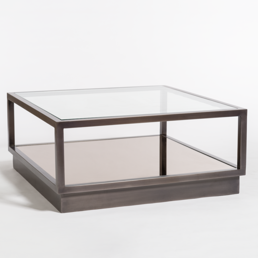 Warren Glass and Gunmetal Coffee Table
