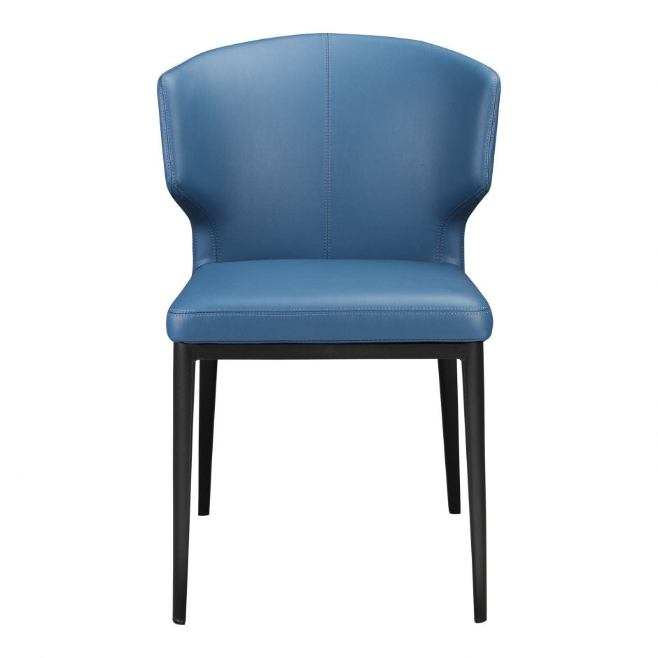 Pair of DELANEY SIDE CHAIRs STEEL BLUE - Dining Chairs - - Greathouse