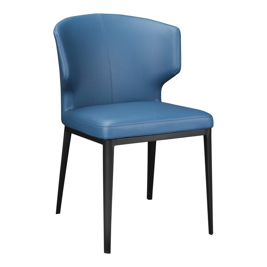 Pair of DELANEY SIDE CHAIRs STEEL BLUE - Dining Chairs - - Greathouse