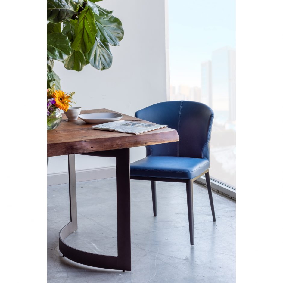 Pair of DELANEY SIDE CHAIRs STEEL BLUE - Dining Chairs - - Greathouse