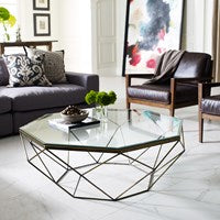 GEOMETRIC COFFEE TABLE-ANTIQUE BRASS