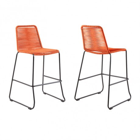 Shasta Stool Set of 2 - Tangerine - Outdoor Rope - - Greathouse