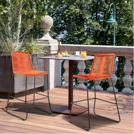 Shasta Stool Set of 2 - Tangerine - Outdoor Rope - - Greathouse