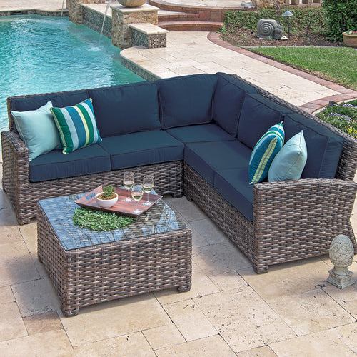 Lakeside 3 Pce Sectional - Outdoor Wicker - - Greathouse