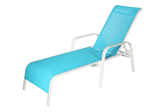 Leucadia Chaise Lounge - Aqua - Aluminum - - Greathouse
