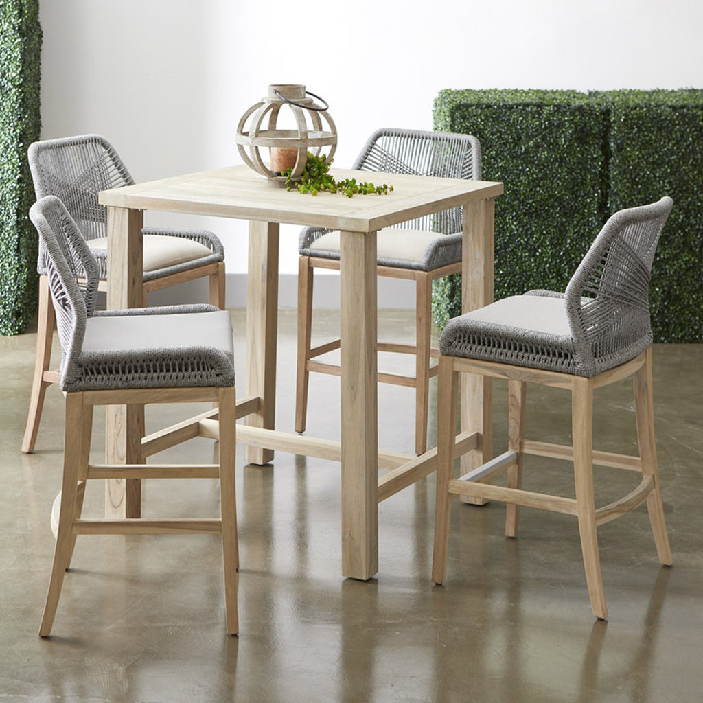 Loom Outdoor Bar Stools Platinum & Gray - Outdoor Teak - - Greathouse