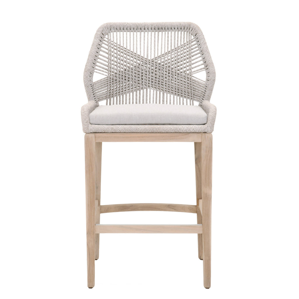 Loom Outdoor Bar Stools Taupe & White - Outdoor Teak - - Greathouse