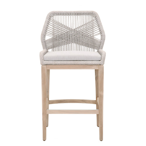 Loom Outdoor Bar Stools Taupe & White - Outdoor Teak - - Greathouse