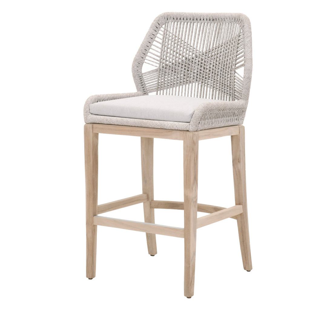 Loom Outdoor Bar Stools Taupe & White - Outdoor Teak - - Greathouse