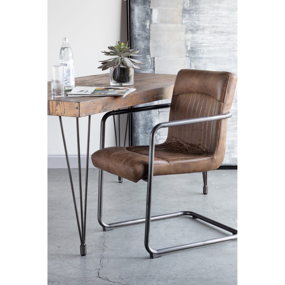 Pair of ANSEL ARM CHAIRs LIGHT BROWN - Dining Chairs - - Greathouse