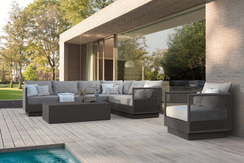 Porto 3 Piece Sectional - Charcoal - Aluminum - - Greathouse