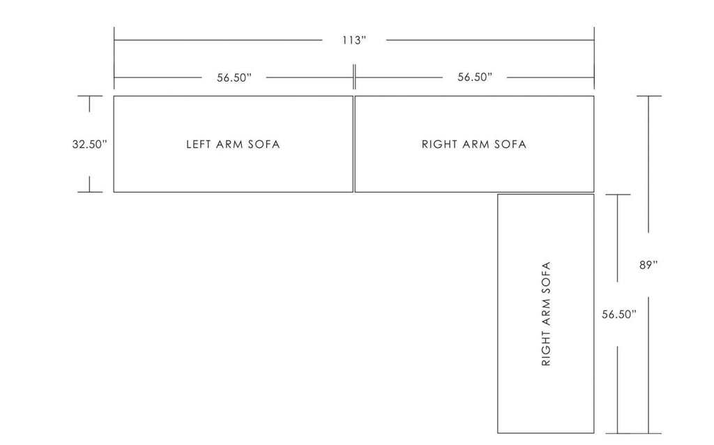 Porto 3 Piece Sectional - Charcoal