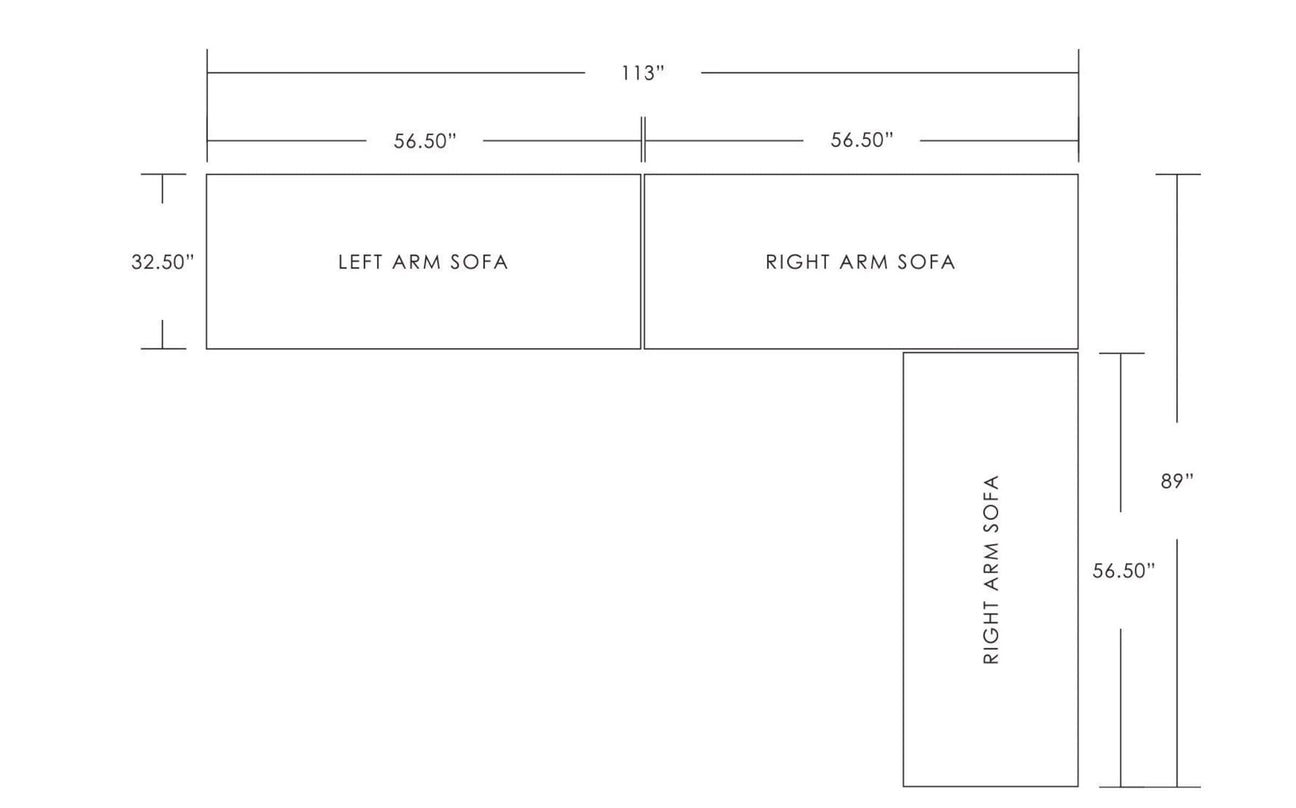 Porto 3 Piece Sectional - Charcoal