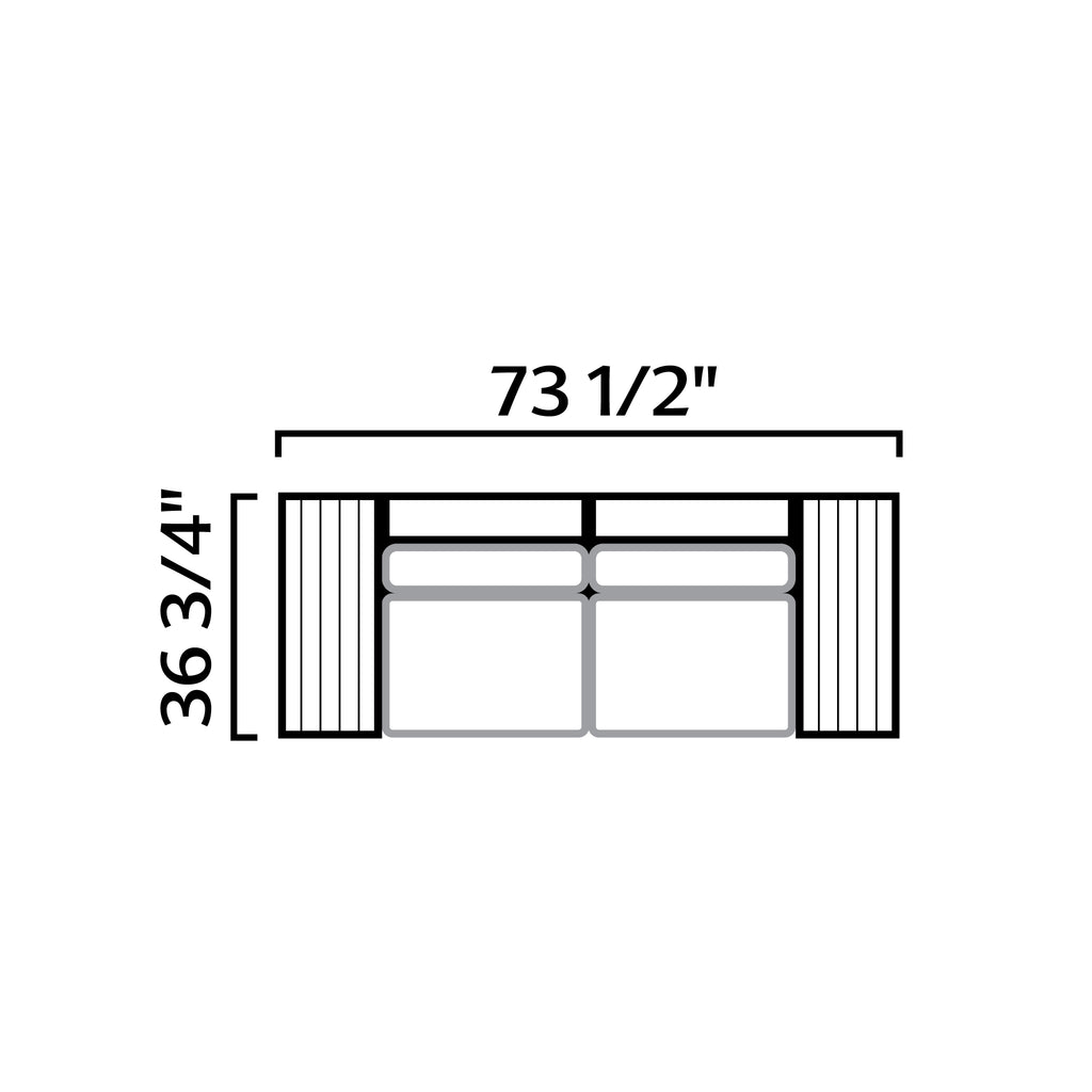 Stevie Loveseat Sofa with wraparound cushion - dimensions 