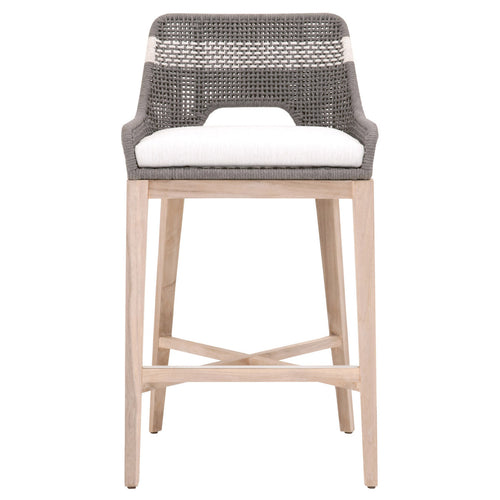 Tapestry Outdoor Barstools White Speckle Stripe - Outdoor Teak - - Greathouse
