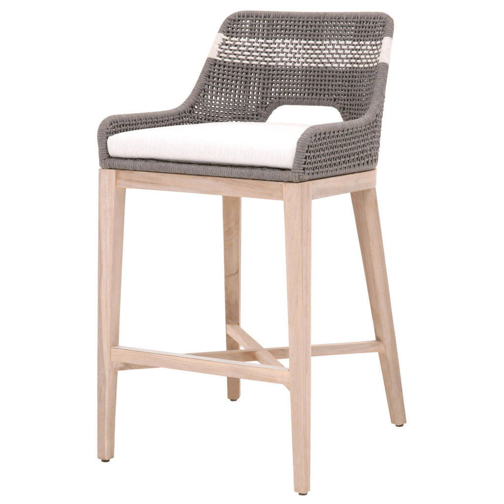 Tapestry Outdoor Barstools White Speckle Stripe - Outdoor Teak - - Greathouse
