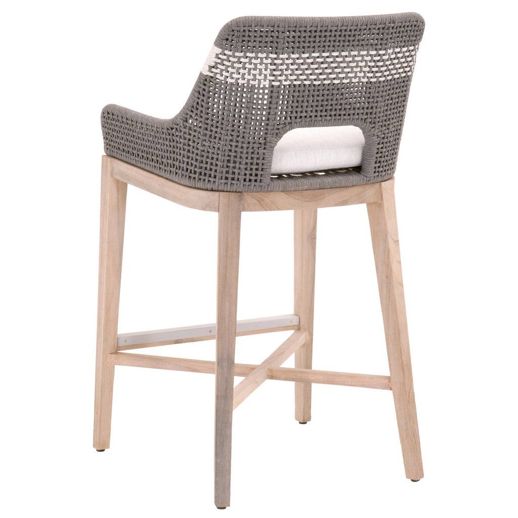 Tapestry Outdoor Barstools White Speckle Stripe - Outdoor Teak - - Greathouse