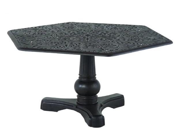 Chateau 54" Hexagonal Dining Table Inlaid Lazy Susan